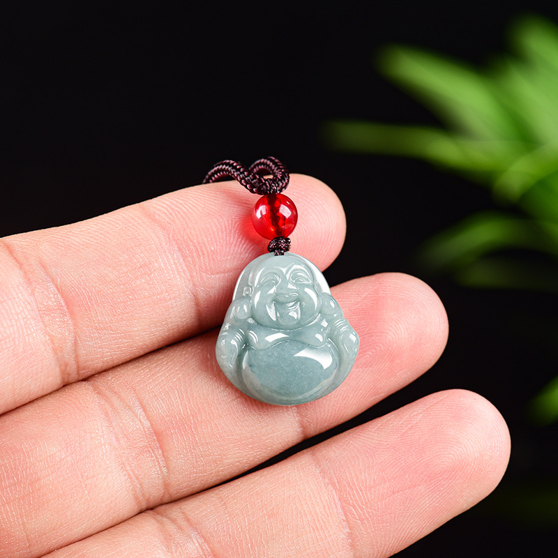 Vintage Fashion Stores - Myanmar Jadeite Guanyin Buda Kolye Kolye